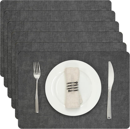 Myir JUN Placemats Dual Sided, Faux Leather Place Mats Set of 6 Indoor for Dining Table Outdoor