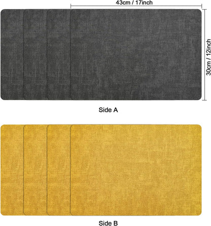 Myir JUN Dual Sided Placemats, Faux Leather Set of 6 Indoor/Outdoor Square Non-Slip Washable Table