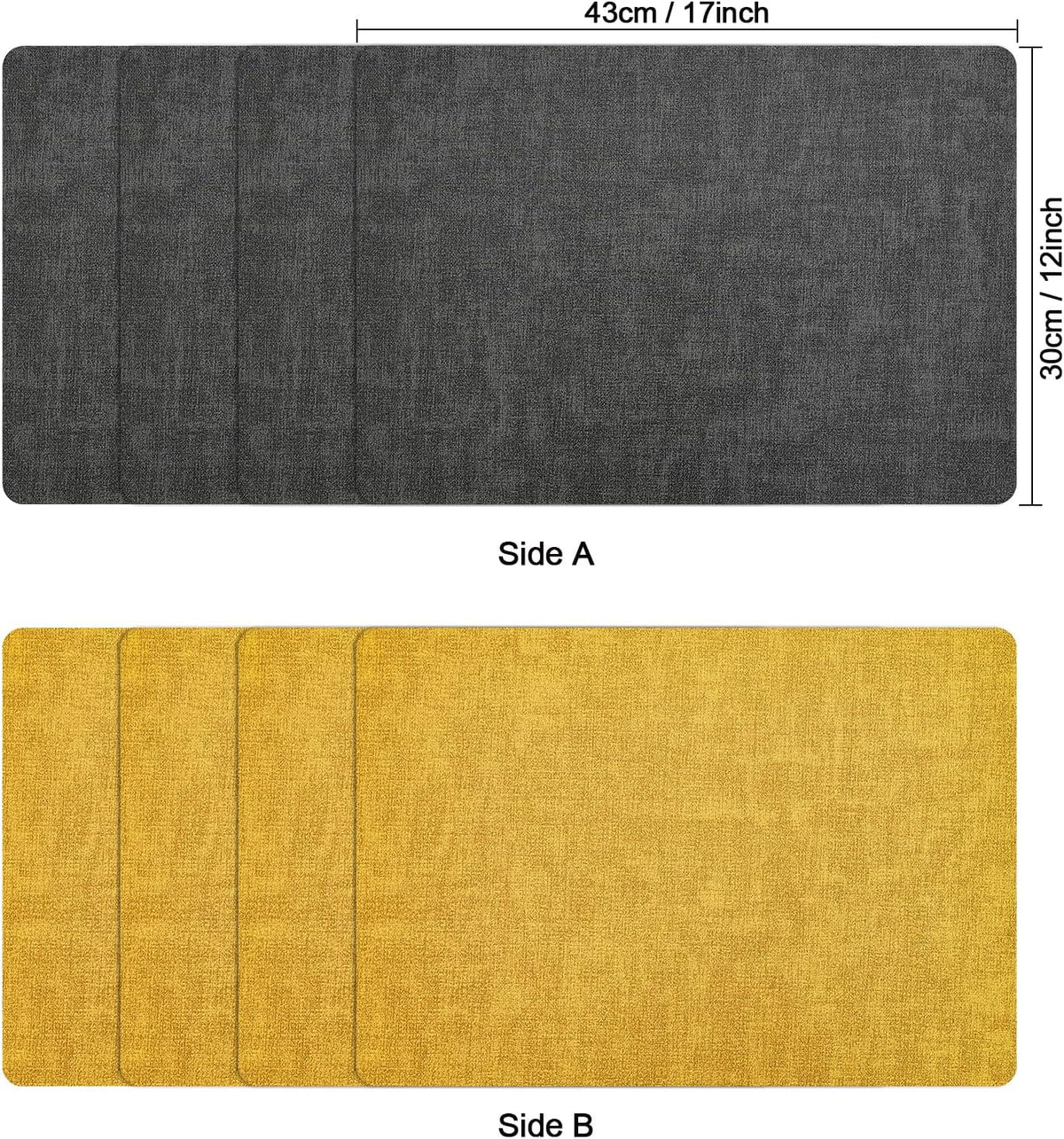 Myir JUN Dual Sided Placemats, Faux Leather Set of 4 for Dining Table Indoor Outdoor, Square