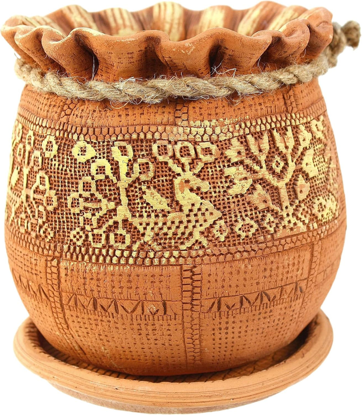 Ceramic Pot with Drainage Hole and Saucer, Plant Pots, Modern Decorative Planters for House Plants