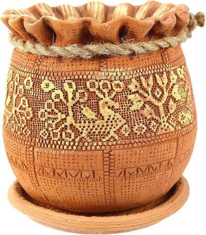 Ceramic Pot with Drainage Hole and Saucer, Plant Pots, Modern Decorative Planters for House Plants