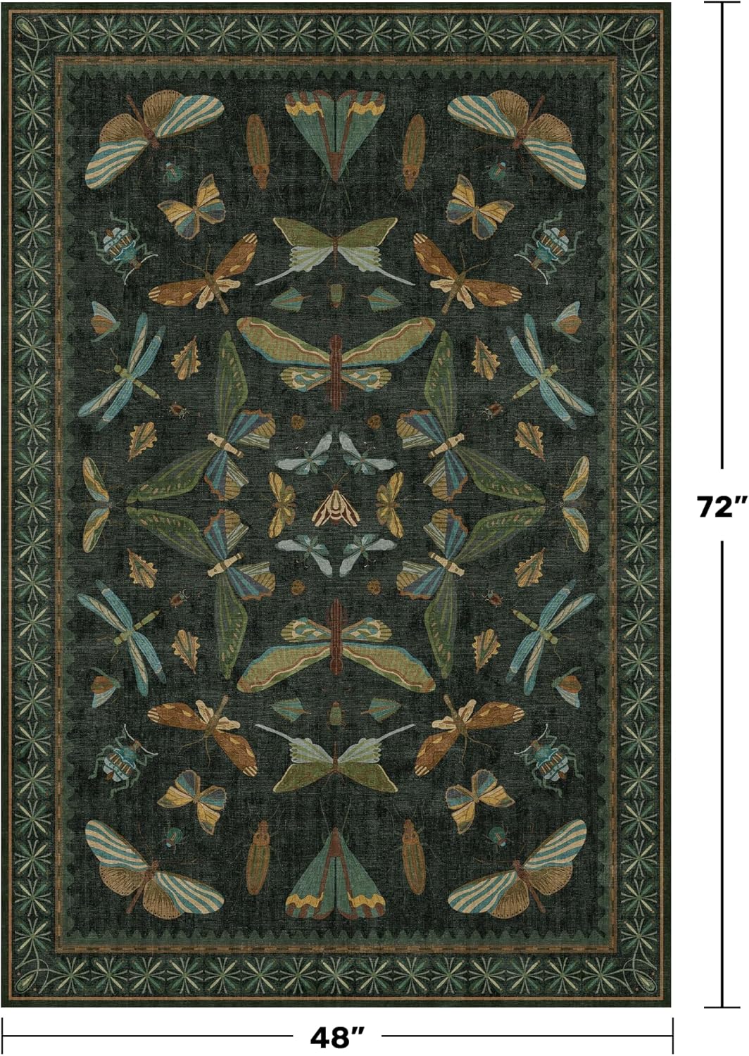 Dark Green 4x6 Washable Area Rug for Living Room, Bedroom, Large Entryway, Kitchen, Ultra Soft Non