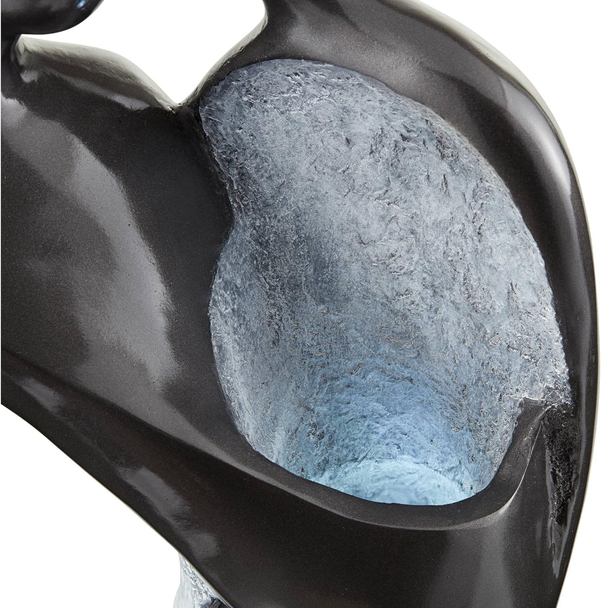 Modern Couple 47" High Large Indoor Outdoor Decor Black Resin Floor Fountain with Light LED Tall
