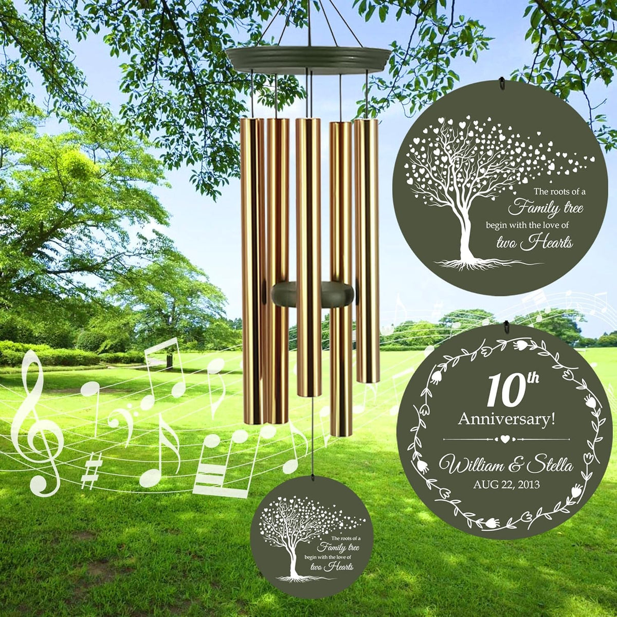 ASTARIN Tree of Life Wind Chimes, Personalized Wind Chimes for 50th Anniversary for Parents Couple