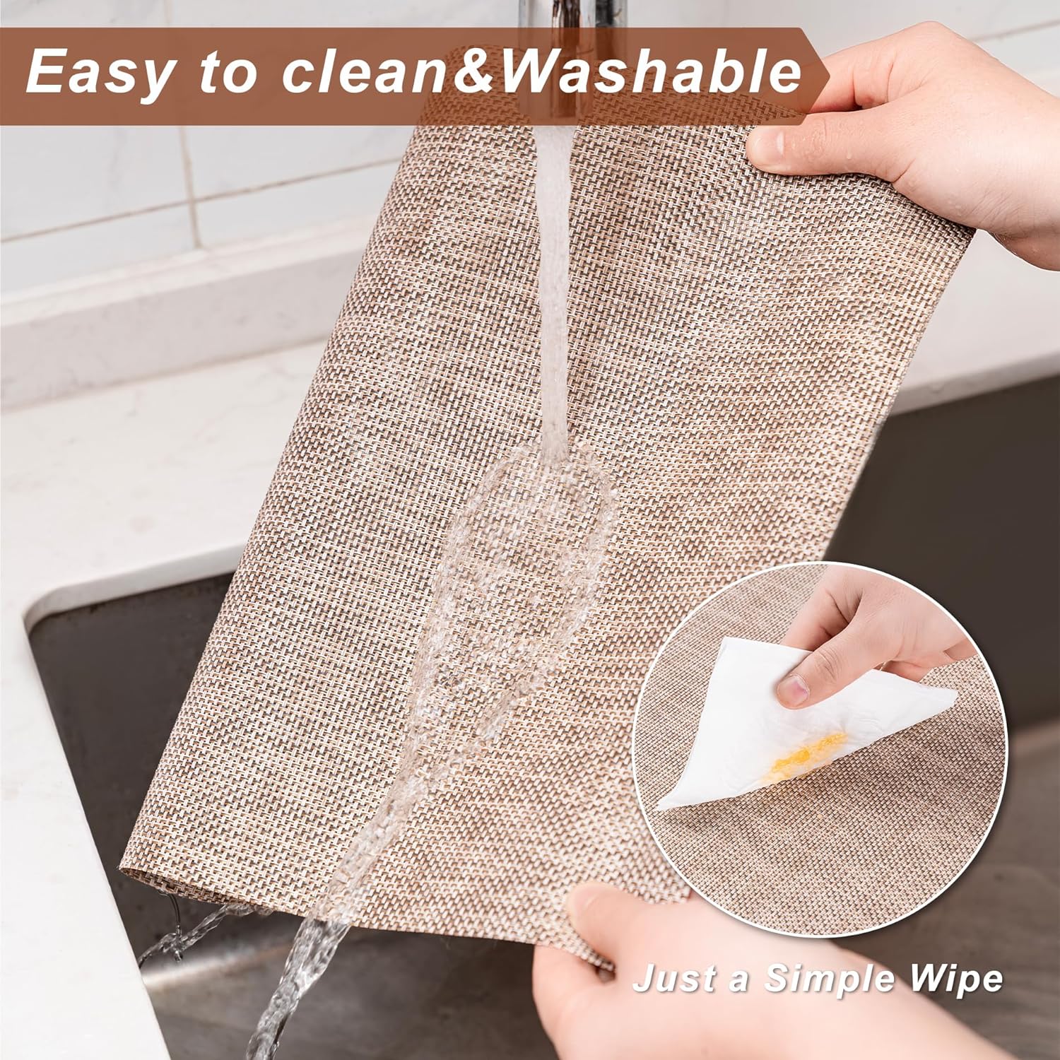 Placemats Set of 6 Washable Indoor/Outdoor Vinyl Place Mats for Dining Table Durable Non-Slip Heat