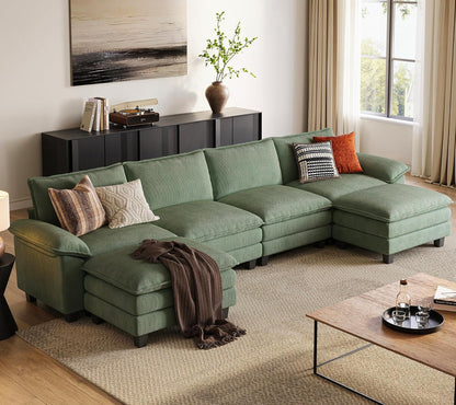 LINSY HOME Modular Sectional Sofa - 157'' Oversized Corduroy Cloud Couch U Shaped Couch with