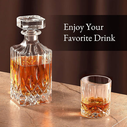 Luxury Gift For Men – Whiskey Decanter Set For Beloved Husband Or Dad Birthday Gift – 4 Whiskey