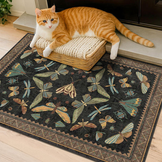 Small Black Entryway Rug - 2x3 Front Door Rug Indoor Entrance, Small Carpet for Kitchen Floor