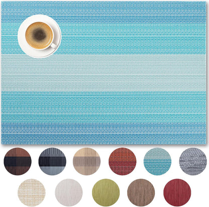 Placemats Set of 4 - Easy Clean Woven Vinyl Placemats for Dining Table, Indoor/Outdoor Place Mats