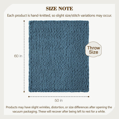 Carriediosa Chunky Knit Throw Blanket 50" X 60", 100% Hand Made Large Chenille Loop Yarn Soft