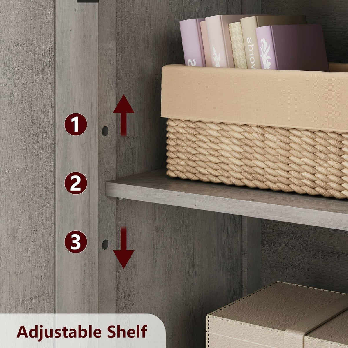 GarveeHome 54in Tall Bathroom Cabinet, Farmhouse Storage Cabinet with Glass Doors and Adjustable
