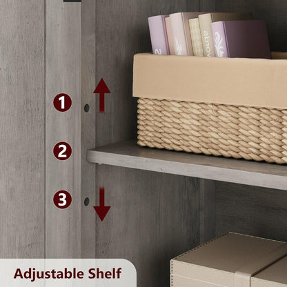 GarveeHome 54in Tall Bathroom Cabinet, Farmhouse Storage Cabinet with Glass Doors and Adjustable