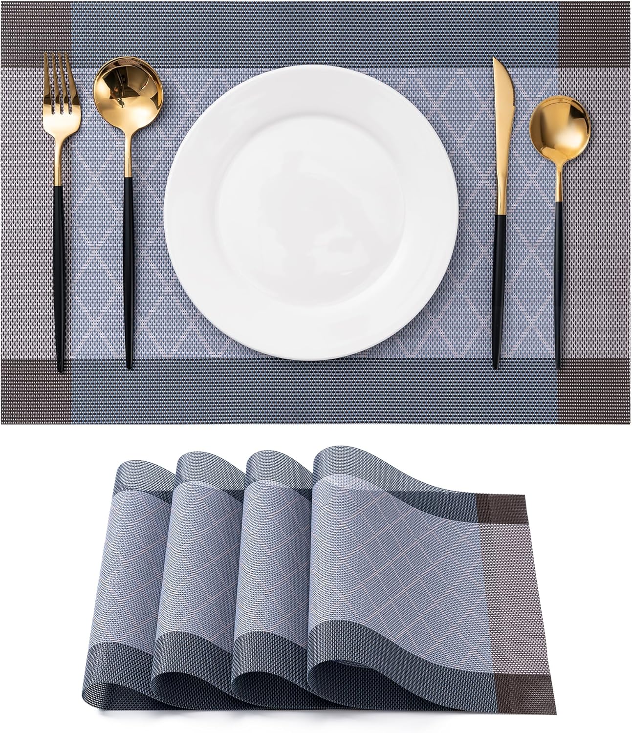 CADONO Placemats Set of 4 Washable Indoor/Outdoor Vinyl Place Mats for Dining Table Durable