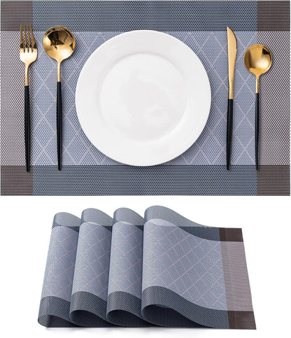 CADONO Placemats Set of 4 Washable Indoor/Outdoor Vinyl Place Mats for Dining Table Durable
