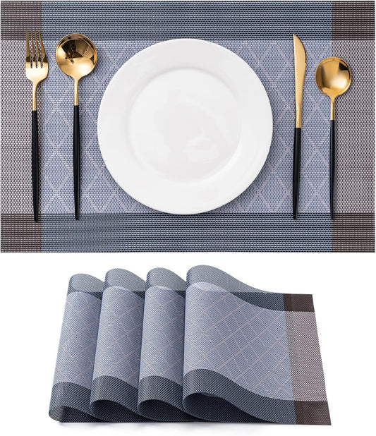 CADONO Placemats Set of 4 Washable Indoor/Outdoor Vinyl Place Mats for Dining Table Durable