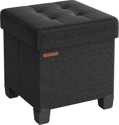 SONGMICS Storage Ottoman, Small Ottoman Foot Rest with Legs, 15 x 15 x 15.7 Inches Foot Stool, Load
