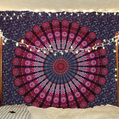 Bless International Handmade Indian hippie Bohemian Psychedelic Peacock Mandala Wall hanging