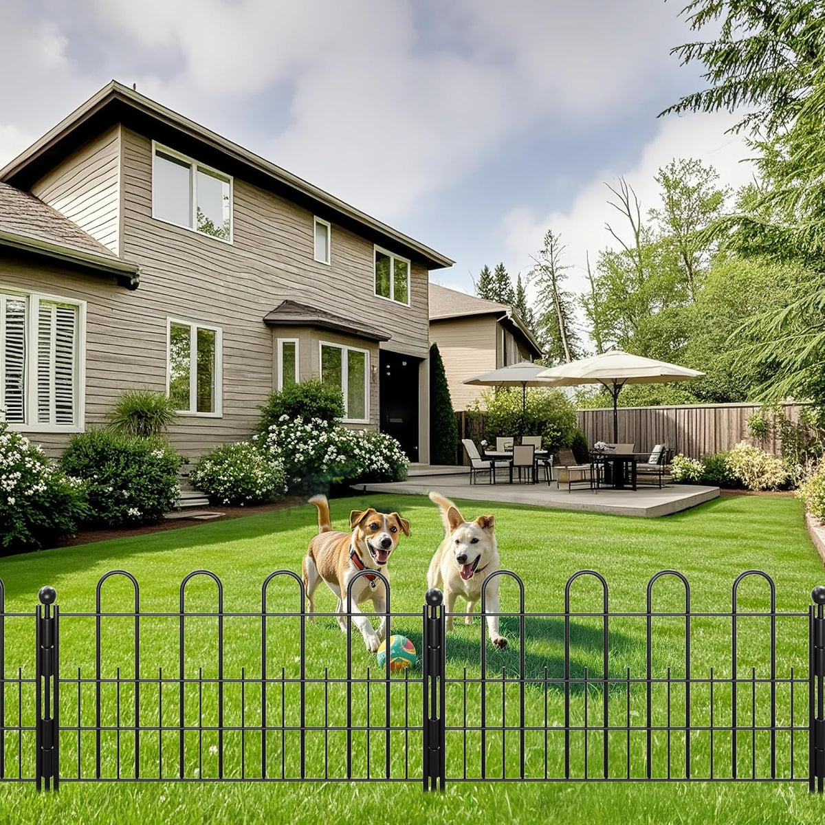 10 Panels Decorative Garden Fence with U-Shape, 11.81in (H) X 16.42ft (L) Dog Fence Outdoor for