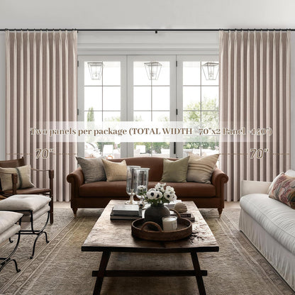 Extra Wide Curtains for Living Room, Blackout Linen Blend Drapes for Sliding Glass Doors Luxury