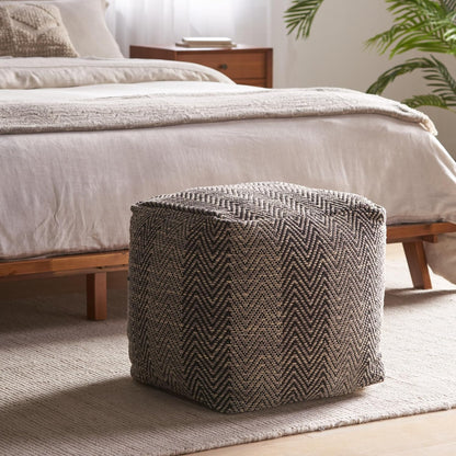 GDFStudio Boho Handmade Fabric Cube Pouf Ottoman Foot Stool - Bean Bag Floor Chair - Foot Rest
