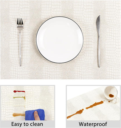 Waterproof PU Placemats, Faux Leather Hardboard Place Mats, Set of 4 Table Mats, Easy to Clean