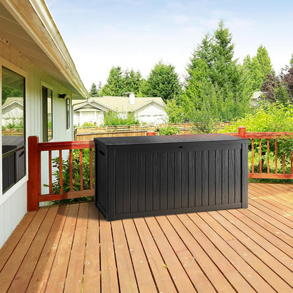 270 Gallon Lockable Resin Deck Box, Waterproof & UV-Resistant Outdoor Storage Box for Outdoor