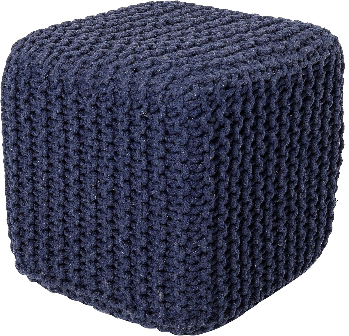 REDEARTH Square Hand Knitted Pouf - Foot Stool Ottoman Coffee Table - Cotton Cord Boho Pouffe
