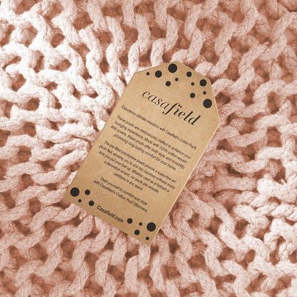 Casafield Round Pouf Ottoman, Light Pink - 20" Diameter x 14.5" High Cotton Knit Foot Stool - Boho