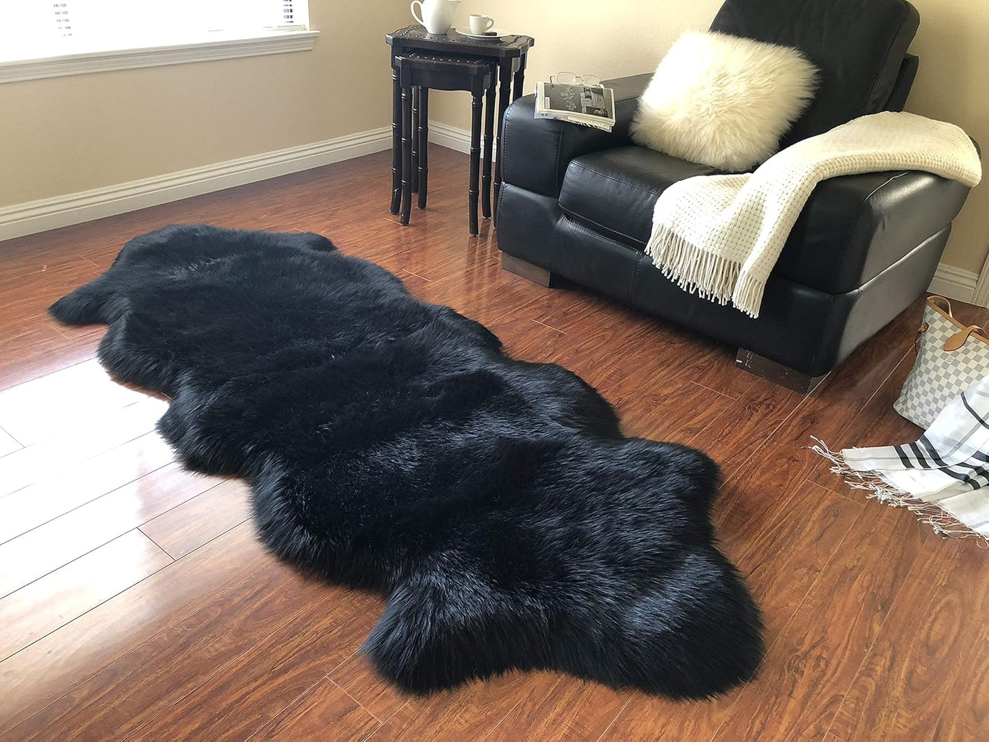 LAMBZY Faux Sheepskin Hypoallergenic Free Shape Silky Shag Rug, Luxury Shaggy Silky Plush Carpet
