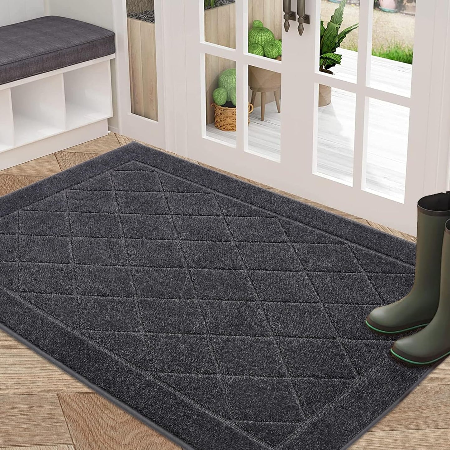 BEQHAUSE Dirt Trapper Door Mat 32" x 48", Doormat Non-Slip Entryway Rugs Washable, Dog Door Mat