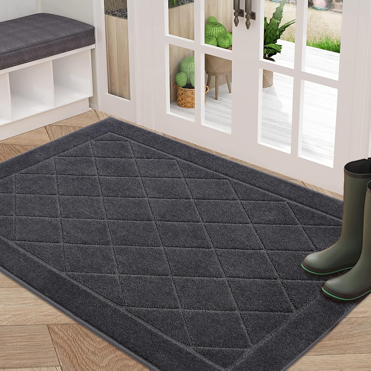 BEQHAUSE Dirt Trapper Door Mat 32" x 48", Doormat Non-Slip Entryway Rugs Washable, Dog Door Mat