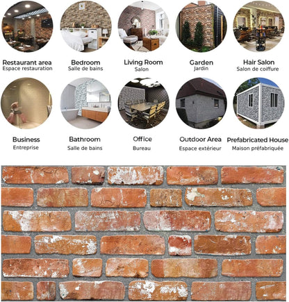 Dundee Deco 3D Wall Panels Faux Brick - Cladding, Red Orange Stone Look Wall Paneling, Styrofoam