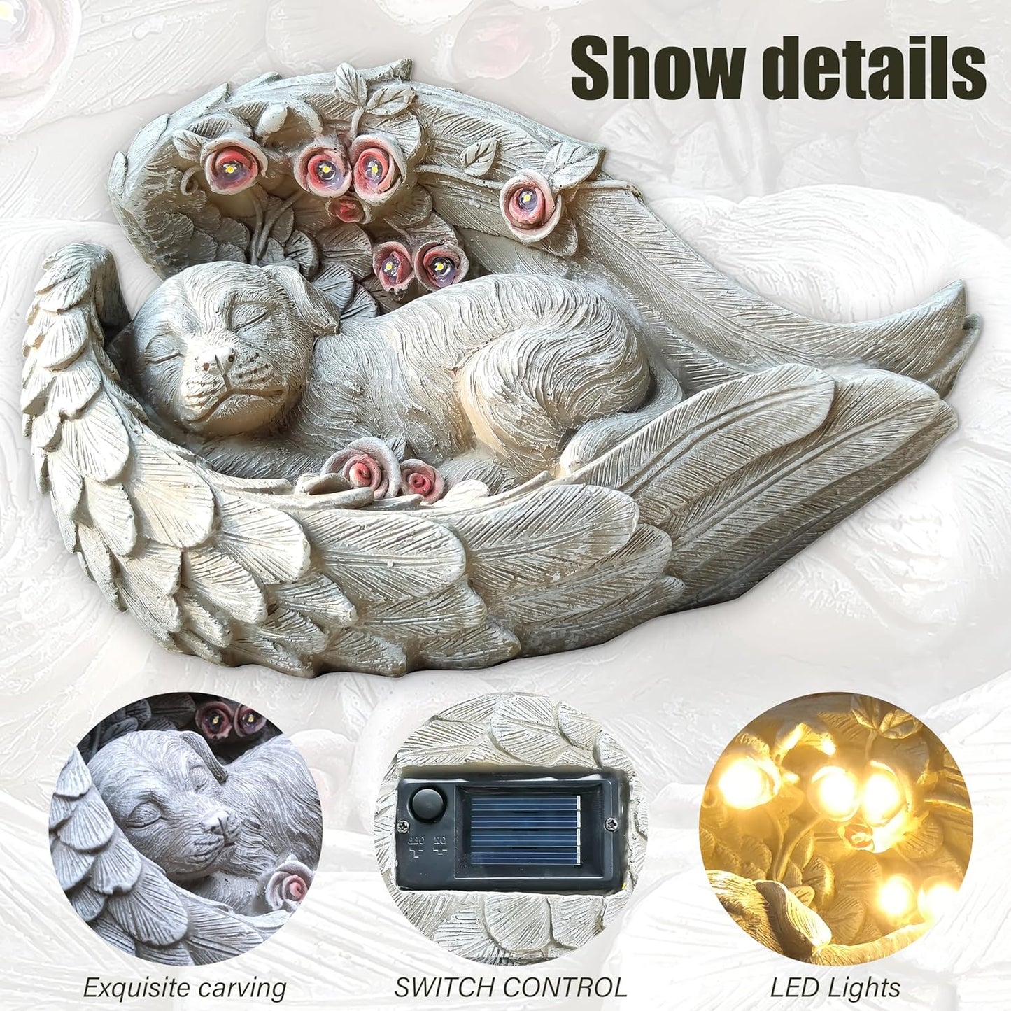Solar Dog Garden Statues Outdoor Décor- Dog Figurines Solar LED Light Lawn Ornaments - Yard
