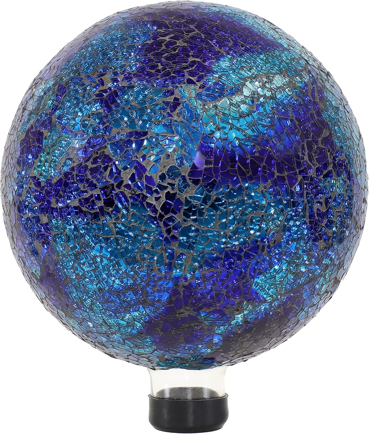 Sunnydaze 10-inch Gazing Ball for Garden - Crackled Glass Mosaic Gazing Globe for Outside - Deep