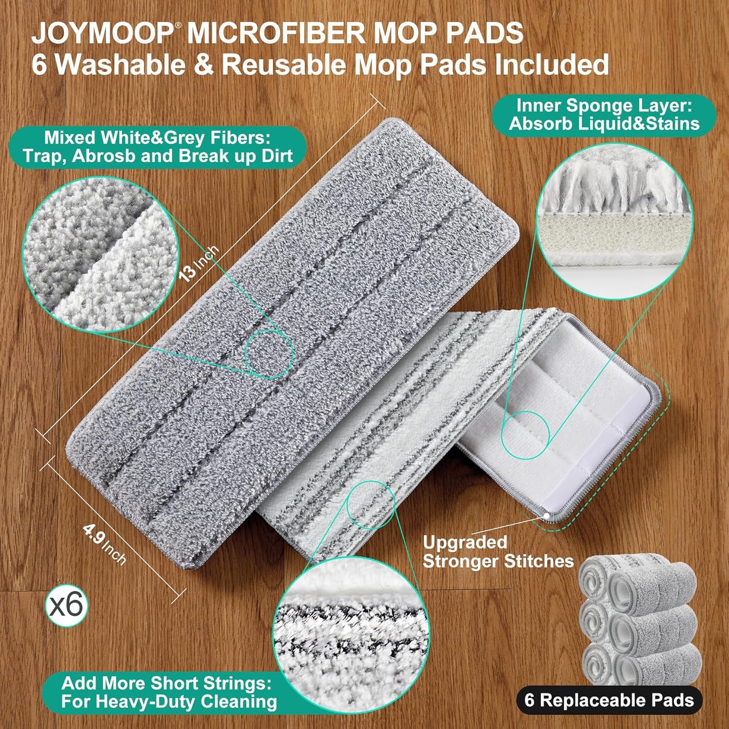 JOYMOOP Mop and Bucket Set with Wringer, Flat Mops for Floor Cleaning, Wall Mop Cleaner with Long