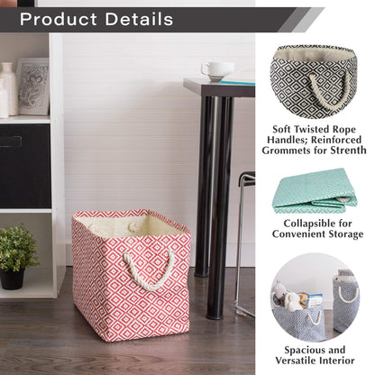 DII Woven Paper Storage Bin, Geo Diamond, Rust, Medium Rectangle