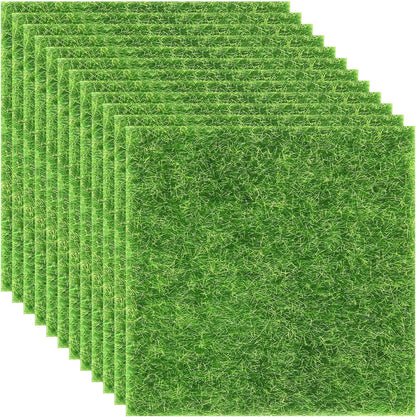 Elcoho 12 Pieces Fake Grass for Crafts Fairy Garden 6 x 6 Inches Artificial Garden Grass for