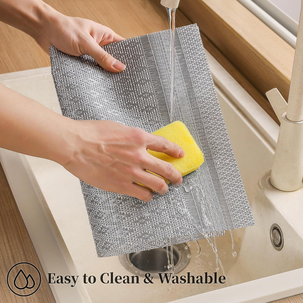 Leetaltree Lunar Grey Placemats Set of 12 - Heat Resistant Non-Slip Place mats for Dining Table