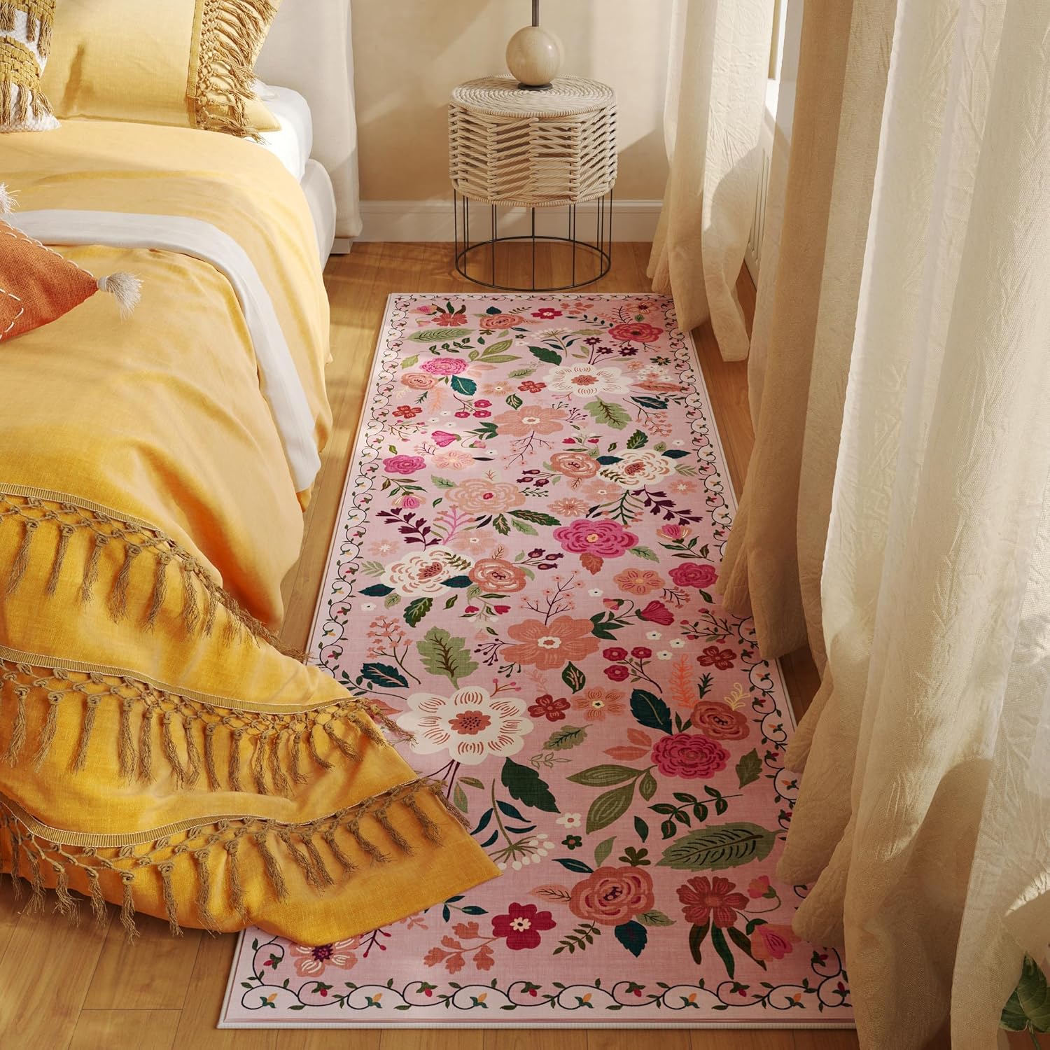 Runner Rug for Hallways Kitchen Rug Non Slip 2'x 6' Washable Rugs with Rubber Backing Soft Floral