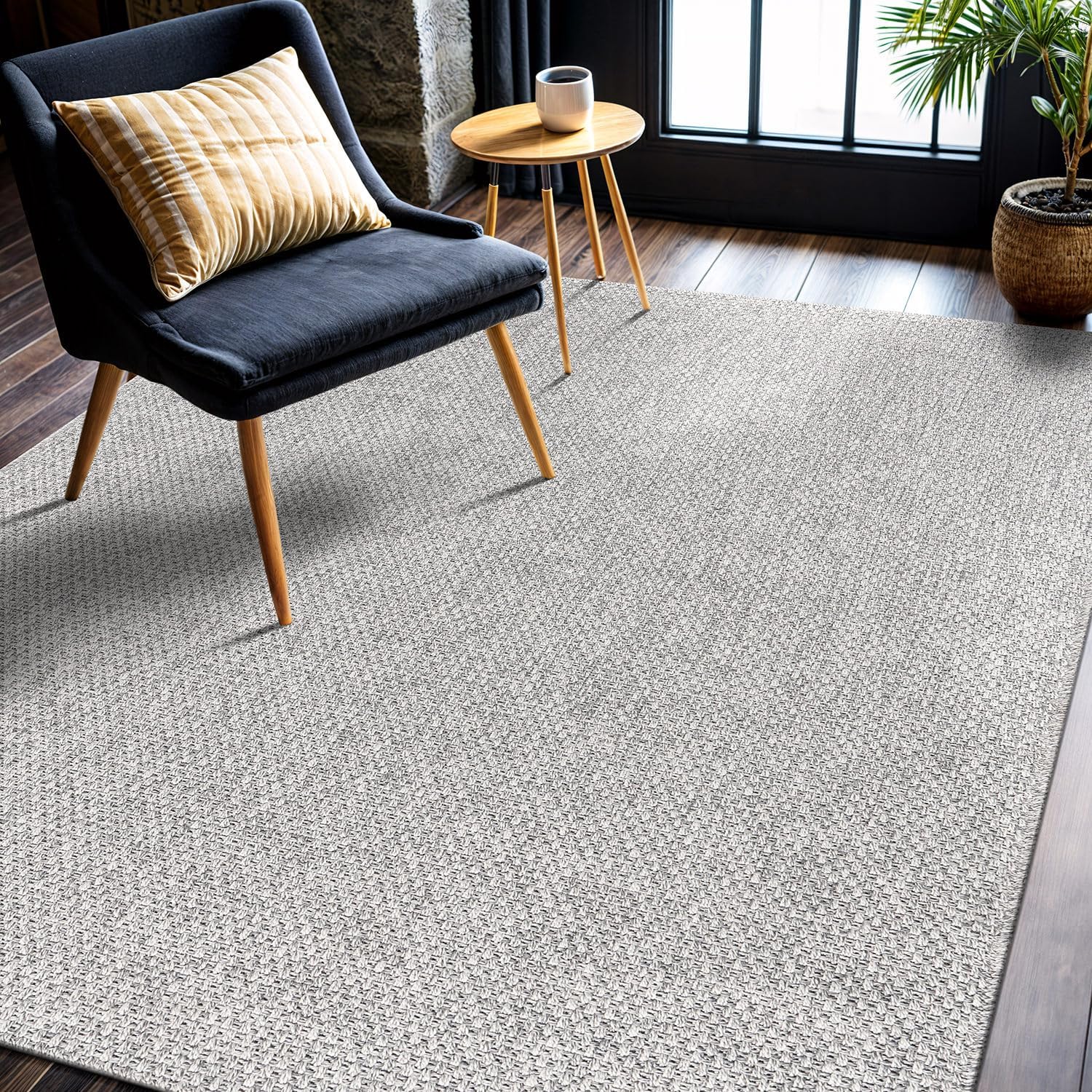 CAMILSON Easy Jute Rug 8x10, Indoor Outdoor Grey Color Area Rugs for Living Room Farmhouse Patio