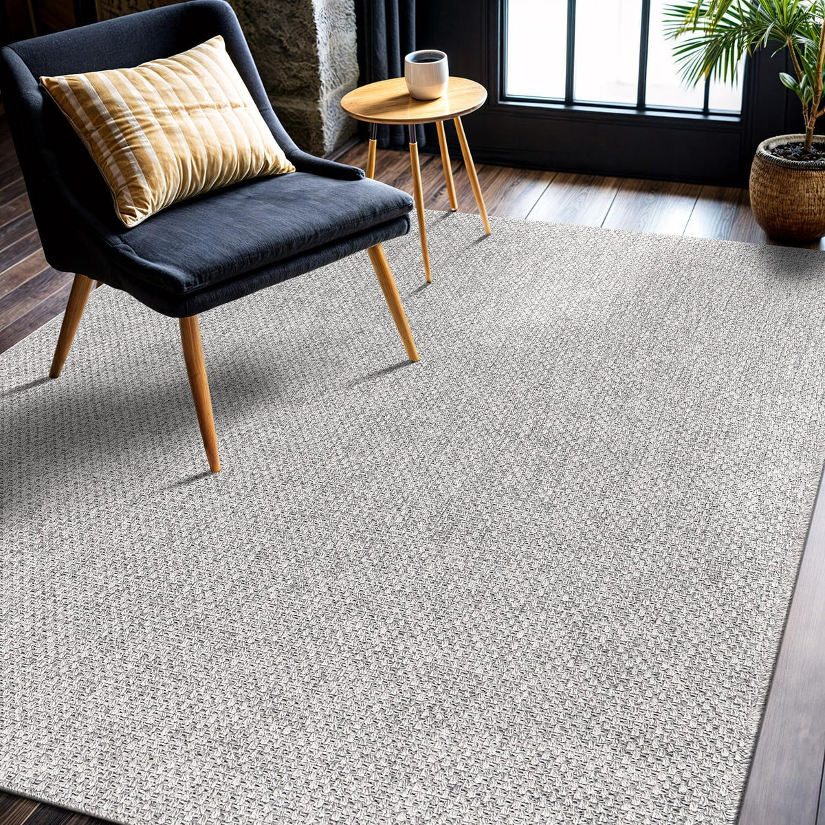 CAMILSON Easy Jute Rug 6x9, Indoor Outdoor Gray Color Farmhouse Area Rugs for Living Room Patio and