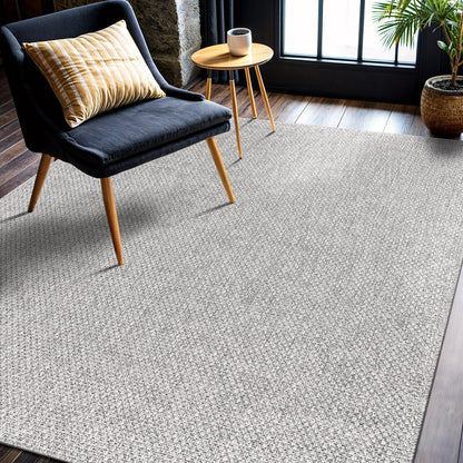 CAMILSON Easy Jute Rug 6x9, Indoor Outdoor Gray Color Farmhouse Area Rugs for Living Room Patio and