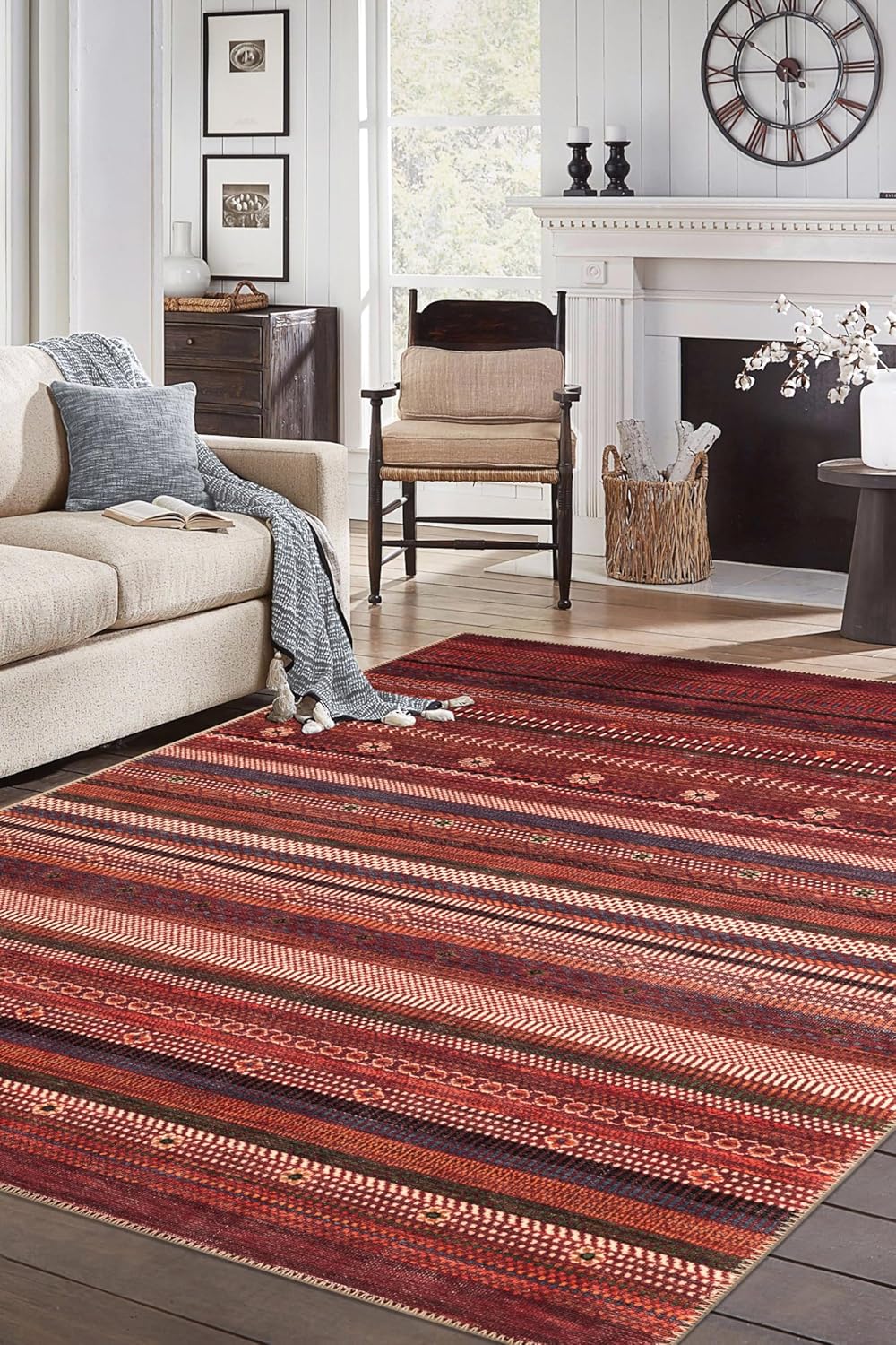 Keen Home Design 4x6 Rug - Machine Washable Area Rug with Non-Slip Backing, Ideal for Living Room