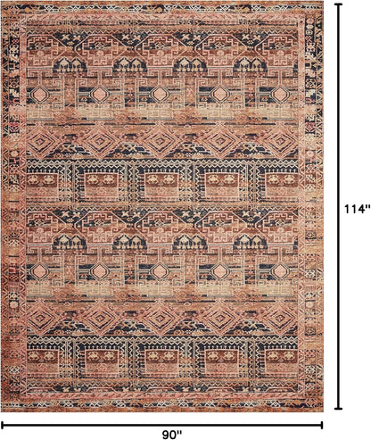 Loloi Layla Collection LAY-14 Mocha/Blush 7'-6" x 9'-6" .13" Thick Area Rug, Soft, Durable, Vintage