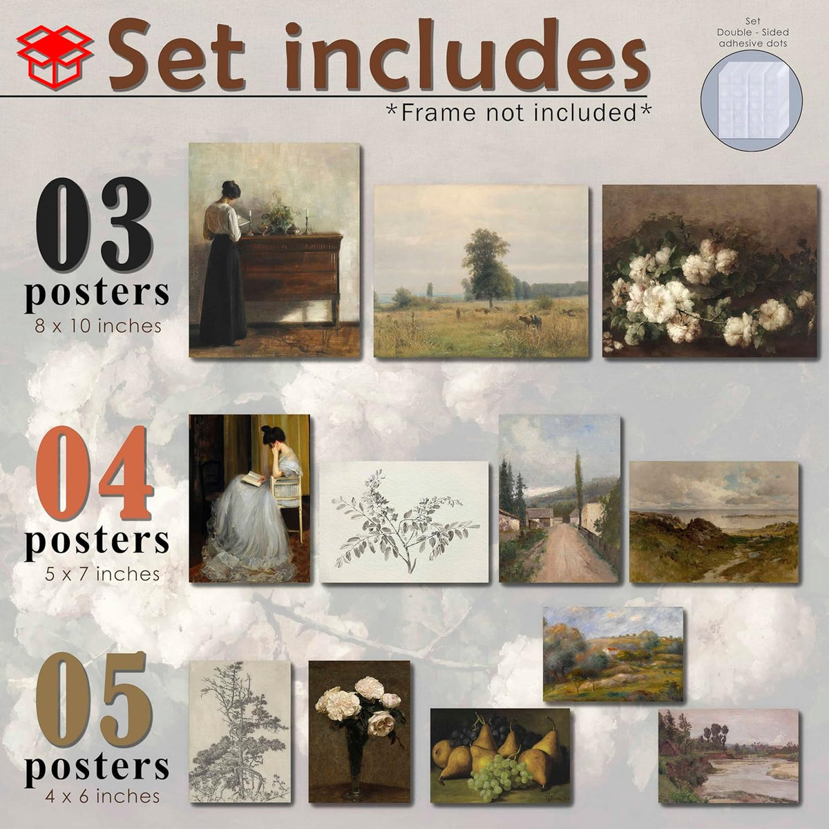 LANCHI95 12 Pcs Vintage Wall Art Decor, Vintage Art Prints, Vintage Posters for Room, Moody gallery
