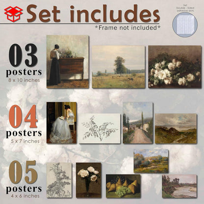 LANCHI95 12 Pcs Vintage Wall Art Decor, Vintage Art Prints, Vintage Posters for Room, Moody gallery