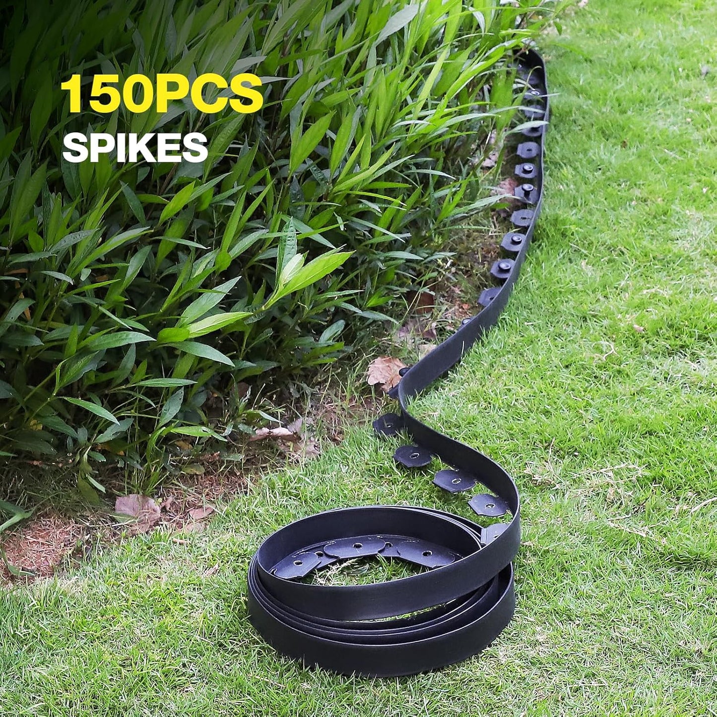 100ft,1.5in Tall Landscape Edging Kit with 150 Spikes, No-Dig Flexible Plastic Edge Border for