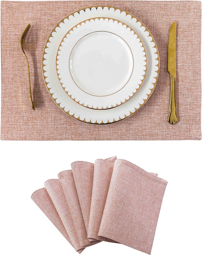 Home Brilliant Placemats Set of 6 Pink Apricot Table Place Mats for Women Wedding Decoration Blush