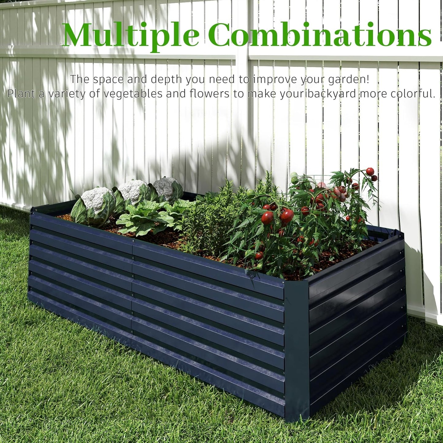8x4x2 ft Outdoor Raised Garden Bed, Large Metal Planter Raised Beds, Planters for Outdoor Plants