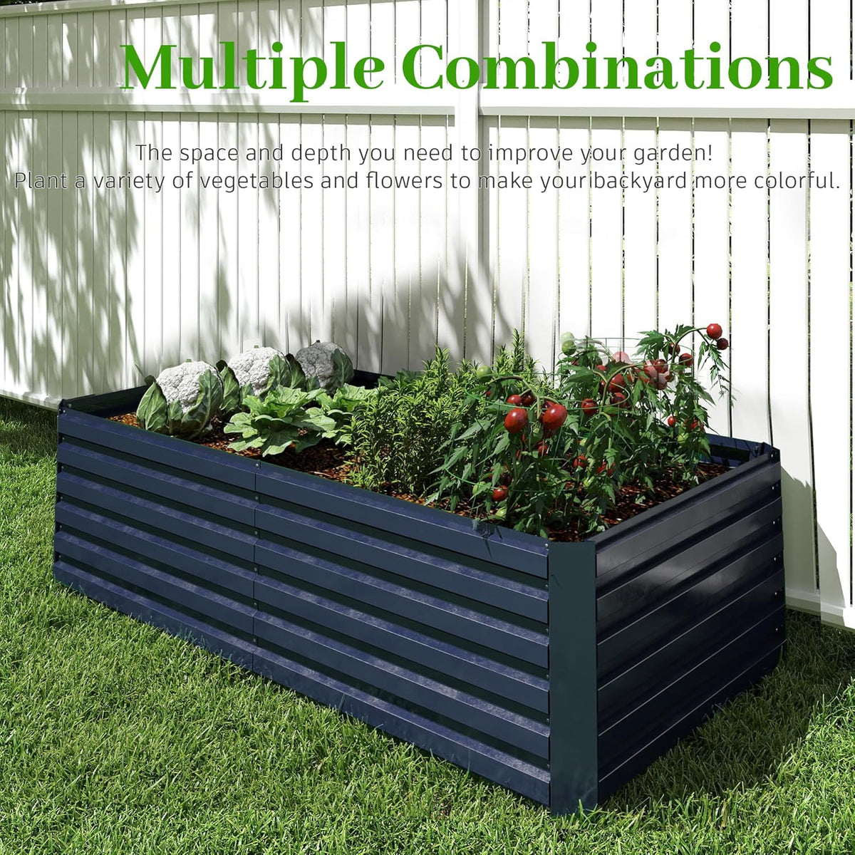 8x4x2 ft Outdoor Raised Garden Bed, Large Metal Planter Raised Beds, Planters for Outdoor Plants